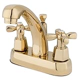 Kingston Brass KS4612HX Homestead 4-Inch Centerset Lavatory Faucet with Brass Pop-Up Polished Brass 