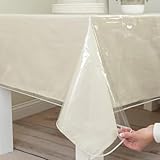 テーブルクロス テーブルカバー 0.2mm 厚い PVC 透明 ポリエチレン 140×140cm 140x180cm 撥水 耐油 耐熱 清潔簡単 汚れ防止 テーブルプロテクター テーブルマット デスクマット デスク保護カバー ビニールマット 長方形 北欧 長さ調節 多用途（透明 レース 140x180cm)…… 机上用品・文具収納 › デスクマット [並行輸入品]