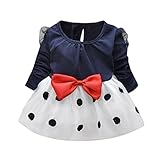 杜屋トヤ　子供　かわいいデザイン　気持ちいい　可愛い　カジュアル　赤ちゃん、ポルカドット　長袖　蝶結び　秋　冬　フォーマル　ルームウェア　ドレス　ネイビー、グリーン、ピンク70 80 90 100 1