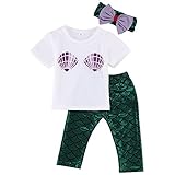 MIOIM® ハロウィン 人魚 撮影 子供服 シャツ ズボン ヘアバンド 全3点セット 長袖 プリン Tシャツ＆ロングパンツ ベビー服 新年 プレゼント