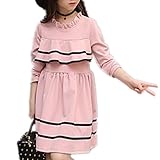 Candykids 子供服 キッズフォーマルドレス ワンピース 長袖 子ども 女の子 キッズワンピース お姫様柄　演奏会 卒業式発表会 結婚式 入園式 七五三 入学式 パーティー (150cm, ピン