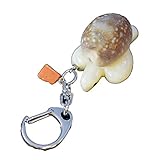 カメ キーホルダー 夜光貝 & 宝貝 桃色珊瑚付き