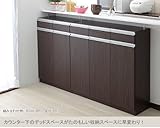 【日本製・完成品】 カウンター下収納 上段引出しタイプ 幅60/90/120×奥行29.5×高さ89ｃｍ　鏡面ホワイト/木目ダークブラウン 突っ張り棒付 ＦＡＸ台 (ダークブラウン, 90H)