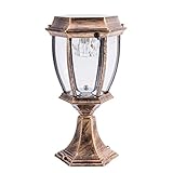 LEDライト ソーラーポスト照明現代コレクション屋外屋外ポストランタンコラムライト防水フェンスライトLEDキャストアルミ屋外ポストライティング装飾ピラーライトヤードライト（23cm * 23cm * 