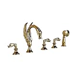 Rozin 白鳥の形 浴室 バスタブ用 蛇口 ハンドシャワー装備 メッキ 滝型 浴槽 風呂用 混合水栓 じゃぐち