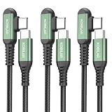 Kobilar USB C to USB C ケーブル、Type C 充電コード L字型 3本パック、iPhone 15/16 Pro Max Plus、iPad Pro、Samsung S24 S23 S22 用 Type-C 90度急速充電器（0.5m+1.5m+3m）