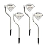 Lixada 4枚セット RBG色変更 ダイヤモンド形 LED芝生ライト LED センサー ソーラー ガーデンライト 杭付き パスウェイ　ガーデン用