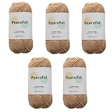 すみれcraftショップ Peaceful コットン糸 毛糸 一玉約40～45g 96～108m 同色５玉セット 編み物 (03.ベージュ)