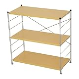 スチールラック シェルフ 木目調棚板 3段 幅850mm ナチュラル