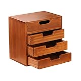 Lasando 卓上収納ボックス 引き出し 木製 ミニ 卓上 チェスト ミニ引き出し小物入れ 小物収納ボックス 2段/3段/4段引出し 多機能 大容量 小物収納 化粧品収納/電話台/文房具収納/FAX台 積み重ね可能 頑丈 (4段)