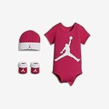 NIKE(ナイキ)エア・ジョーダン 0-6months 女の子用ビビッドピンクエアジョーダン(JUMPMAN)半袖ボディスーツ豪華3点セット [並行輸入品]
