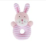Happyハッピー耳　ベビーカー用おもちゃ　音鳴り　鈴を振る玩具　可愛い動物ぬいぐるみ　知育玩具　聴覚に刺激　出産お祝い　プレゼント (ウサギ)