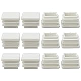 eDealMax 20 x 20 mmプラスチックスクエアリブ付きチューブインサートカバーキャップ、0.67"〜0.75インチ用、家具デスクチェアフィートプロテクター12ピース