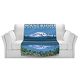 ブランケットウルトラソフトFuzzy 4サイズ！によりDiaNocheデザインからランタン押しMount Rainier National ParkホームDecor Unique Designer芸術
