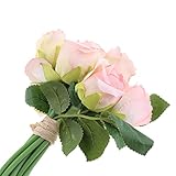 Lovoski 9頭　人工バラ　シミュレーションブーケ　花の装飾　花嫁　造花　インテリア　全６色選ぶ - ピンク