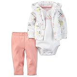 カーターズ carter's 女の子用白so happy花柄フード付きジャケット上下3点セット (6months(61-67cm)) [並行輸入品]