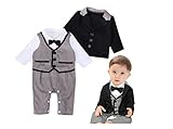 BloomingDays ベビー 子供服 フォーマル 男の子 カバーオール ロンパース タキシード風 結婚式 記念撮影 (90 )