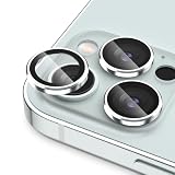 Podick カメラフィルム iPhone 15 Pro/15 Pro Max用 カメラカバー 9H強化ガラス アルミ合金製 アイフォン15プロ/15Pro Max用 カメラ保護 キズ防止 耐衝撃 高透過率 黒縁取り 露出オーバー防止 極薄 カメラレンズカバー プロテクター シルバー