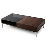 テーブル ローテーブル センターテーブル 国産 天然木 ガラス 引出し付き 長方形 ウォルナット