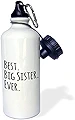 ローズWB _ 203250 _ 1 Best Big Sister Ever Gifts for兄弟ブラックテキストスポーツウォーターボトル、21オンス、ホワイト