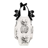 MIOIM新生児赤ちゃん女の子レースかぎ針編みフルーツPinapple Printedワンジーロンパース洋服 カラー: ホワイト