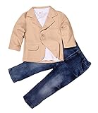 (ビグッド)Bigood 子供服 上下 3点セット 可愛い 男の子 Ｔシャツ＋アウター＋ロングパンツ 上下 セットアップ カジュアル お出かけ（8T）