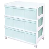 ワイド チェスト 収納ケース 3段 ホワイト／パームグリーン 日本製 MJ-W3-1WHNGR