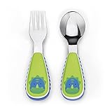 Skip Hop Baby Zoo Little Kid and Toddler Fork and Spoon Utensil Set Multi Dakota Dinosaur [並行輸入品]