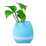 ELOKI 充電式音楽植木鉢 スマートフラワーポット Bluetooth スピーカー　Φ11.4cm　高さ11.7cm　3色選択可（ブルー）