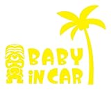 Sticker Shop Haru BABY ＩＮ CAR ステッカー ティキ像とヤシの木 20cm イエロー