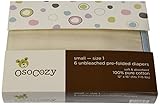 OsoCozy - Prefolds Unbleached Cloth Diapers Size 1 6 Count - Soft Absorbent and Durable 100% Indian 