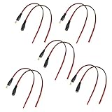 D DOLITY 5ペア　 12V 5.5x2.1mm　オス+メス　DC電源ソケット　ジャック　コネクタ　ケーブル　 アクセサリー　部品