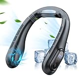 首掛け扇風機 涼感プレート 長連続使用 携帯扇風機 羽なし ネックファン LCD液晶ディスプレイ 小型扇風機 軽量 USB充電式 4000m