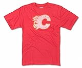 Calgary Flamesメンズヴィンテージ加工ロゴTシャツレッド L レッド