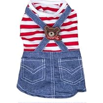 Amazon | S＆K 犬 服 デニムワンピース ボーダー ストライプ 春夏用 