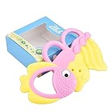 Blulu Baby Teething Toys Silicone Teether, Set of 3, Pink and Yellow [並行輸入品]