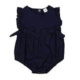 新生児 ロンパース　シンプル　ベビーガールズ 透かし彫り ロンパース 幼児 コットン 花柄 キッズ ジャンプスーツ　 (90cm, 青い)