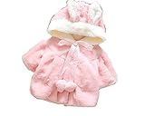 Candykids 子供の女の子の綿の冬の暖かいコート・ジャケット・アウターウェア 冬の暖かいコート可愛いウサギ (100cm, ピンク)