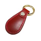 本革 キーホルダー ミニ ドロップ型 ティアドロップ レザー キーリング 革 シンプル メンズ レディース 車 バイク (002レッド)