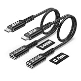 JBTOP 40Gbps USB 4.0 ストレートケーブル 50CM 2本、USB Type-C延長ケーブル