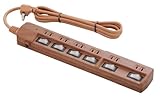 スマイルキッズ 雷ガード付 延長コード スイッチ付 6口 コンセント 木目タイプ AMT-627MO