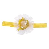 ＧＧＧ　子供の誕生日にキッズ 赤ちゃん　ヘアバンド 　レース　ヘッドバンド ヘアアクセサリー 写真撮影 小道具 髪飾り 出産祝い　色：ホワイト＋黄色い