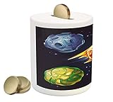 Boy 's RoomコインボックスBank by lunarable、5つ天体ボディwith異なるテクスチャPlanets Fire Ice森山、印刷セラミックコイン銀行お金ボックスの保存の現金、マ