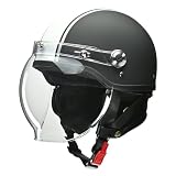 リード工業(LEAD) バイクヘルメット ハーフ CROSS バブルシールド付き CR-760 マットブラック×ホワイト フリーサイズ (57-60cm未満) 125cc以下用