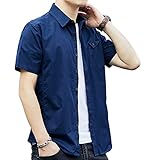 [Amyni] シャツ メンズ 半袖 オックスフォードシャツ 夏服 無地 綿 100% カジュアル 薄手 オシャ 大きいサイズ 4カラー