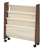 ines(アイネス) キャスター付マガジンラック W BR・ブラウン NK-832