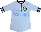 Pittsburgh Penguins Mitchell & NessレディースブルーNeutralゾーンHenley 3 / 4シャツ – Medium