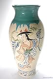 大津絵手描き花瓶長　（信楽焼・花瓶・花入れ・花器・壺・壷・水盤・フラワーポット・フラワーベース・Z）