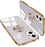 OPPO Reno9 A ケース OPPO Reno7 A ケース リング付き OPPO Reno 7A OPG04 スマホケース カバー 軽量 薄い TPU 耐衝撃 スタンド機能 落下防止 車載ホルダー対応 ストラップホール付き（ ライトパープル）