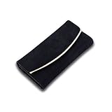 Janyot レディース PUレザー 無地 長財布 (ブラック)
